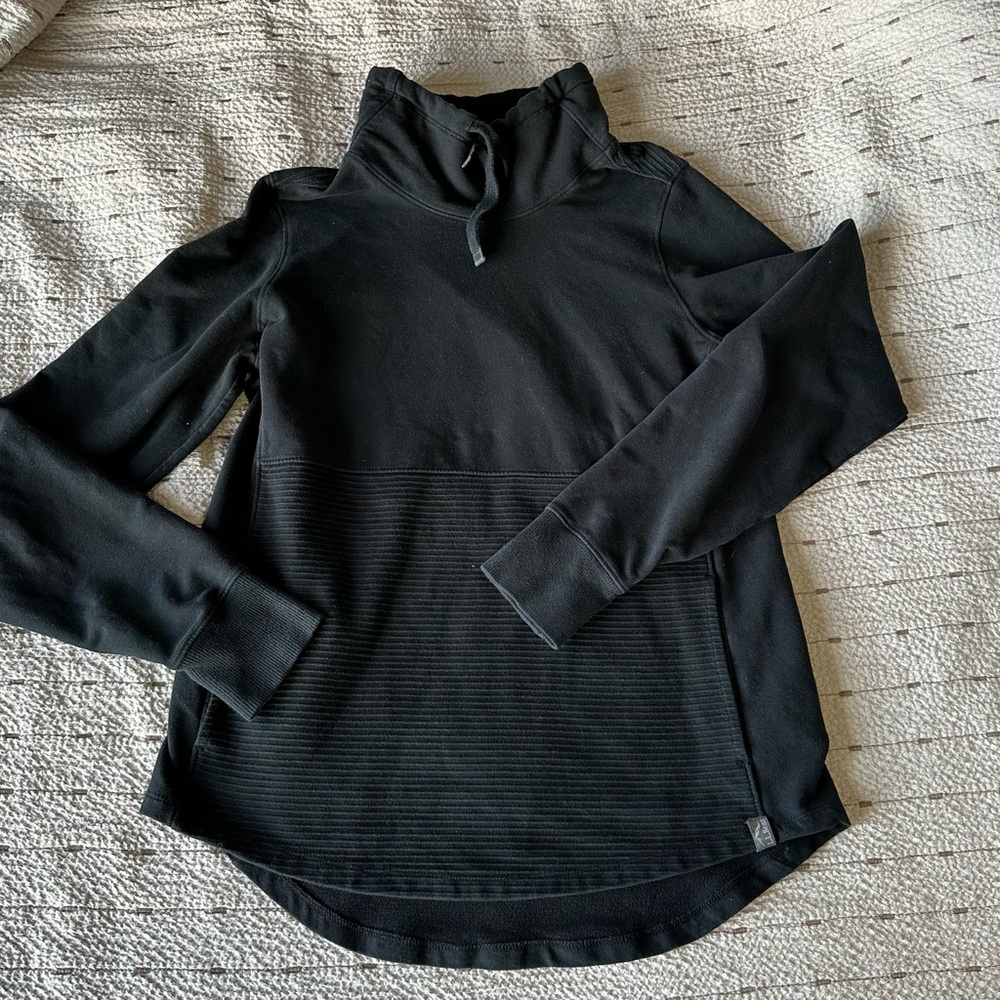 L.L. Bean Black Ribbed Cowl Neck Pullover Sweater